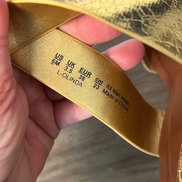 FRANCO SARTO GOLD STRAPPY CHUNKY HEELS 6 - Picture 11 of 16